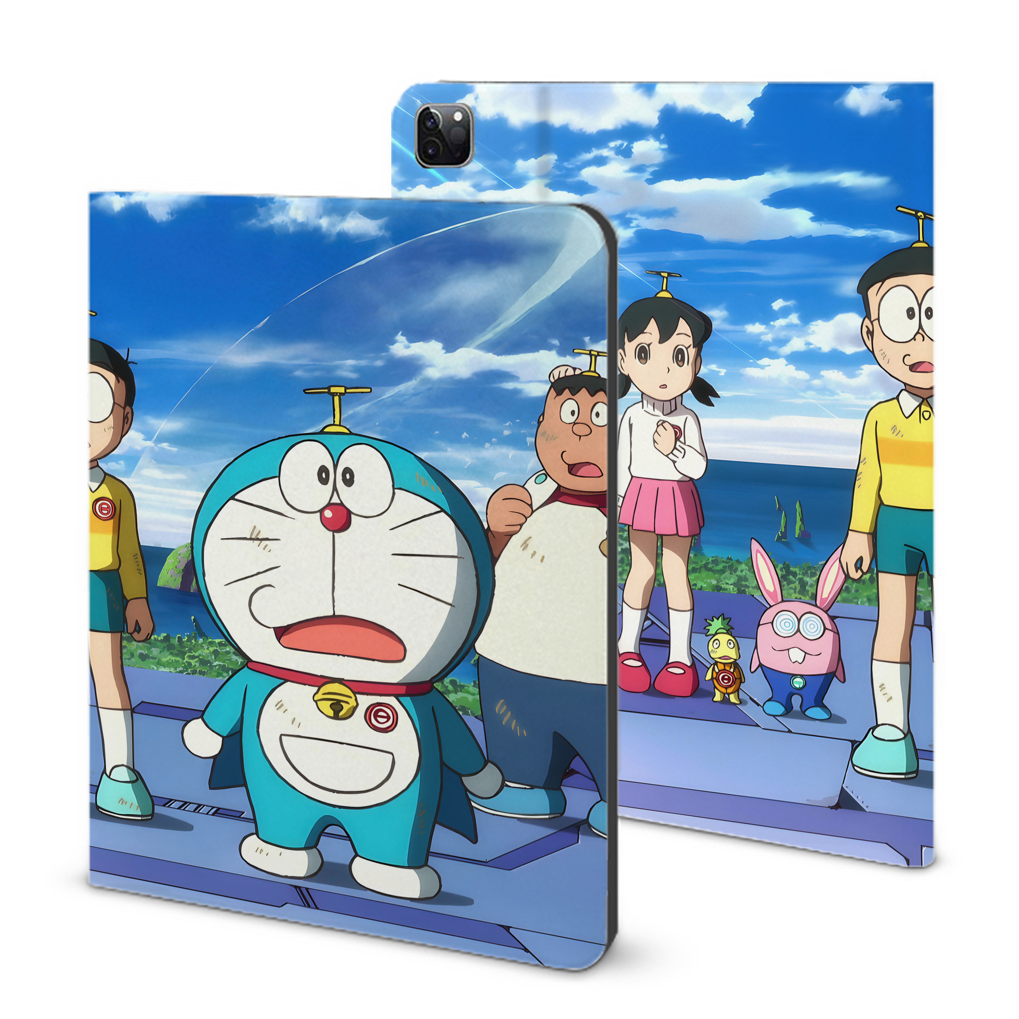 （画像用） ドラえもん Doraemon IPad ケース ブック型 PUレザー TPU 耐衝撃 軽量 薄型 ペン収納なし 全面保護 IPad 各モデル対応